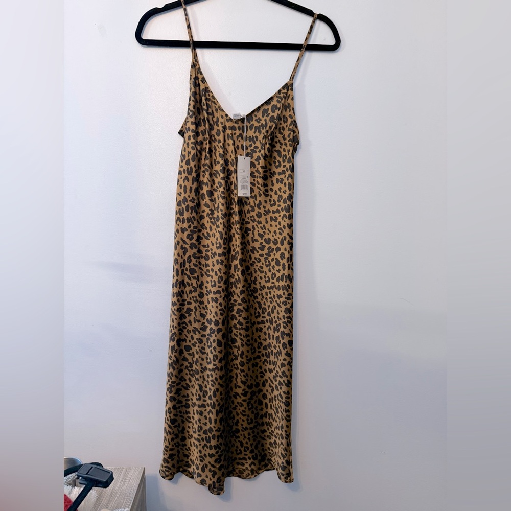 NWT XS Leopard satin dress A new day